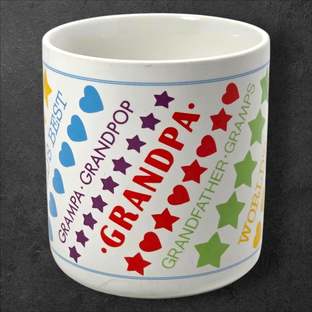Vintage American Greetings Grandpa Mug Rainbow Words Grandpop Stoneware Gift - Picture 2 of 7